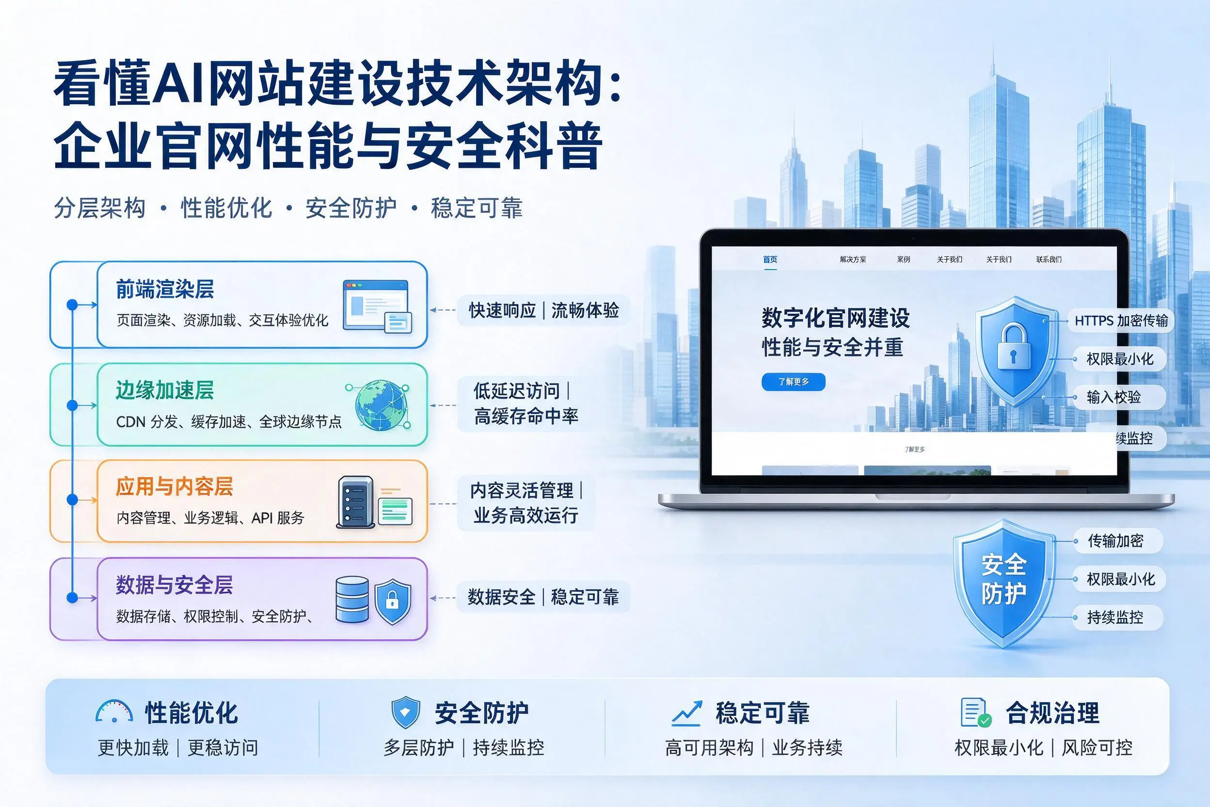 看懂AI网站建设技术架构：贵港企业官网性能与安全科普