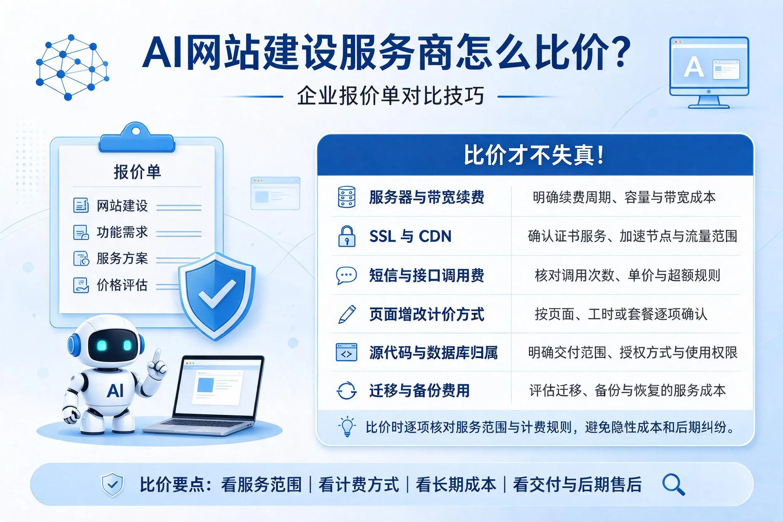 AI网站建设服务商怎么比价?贵港企业报价单对比技巧