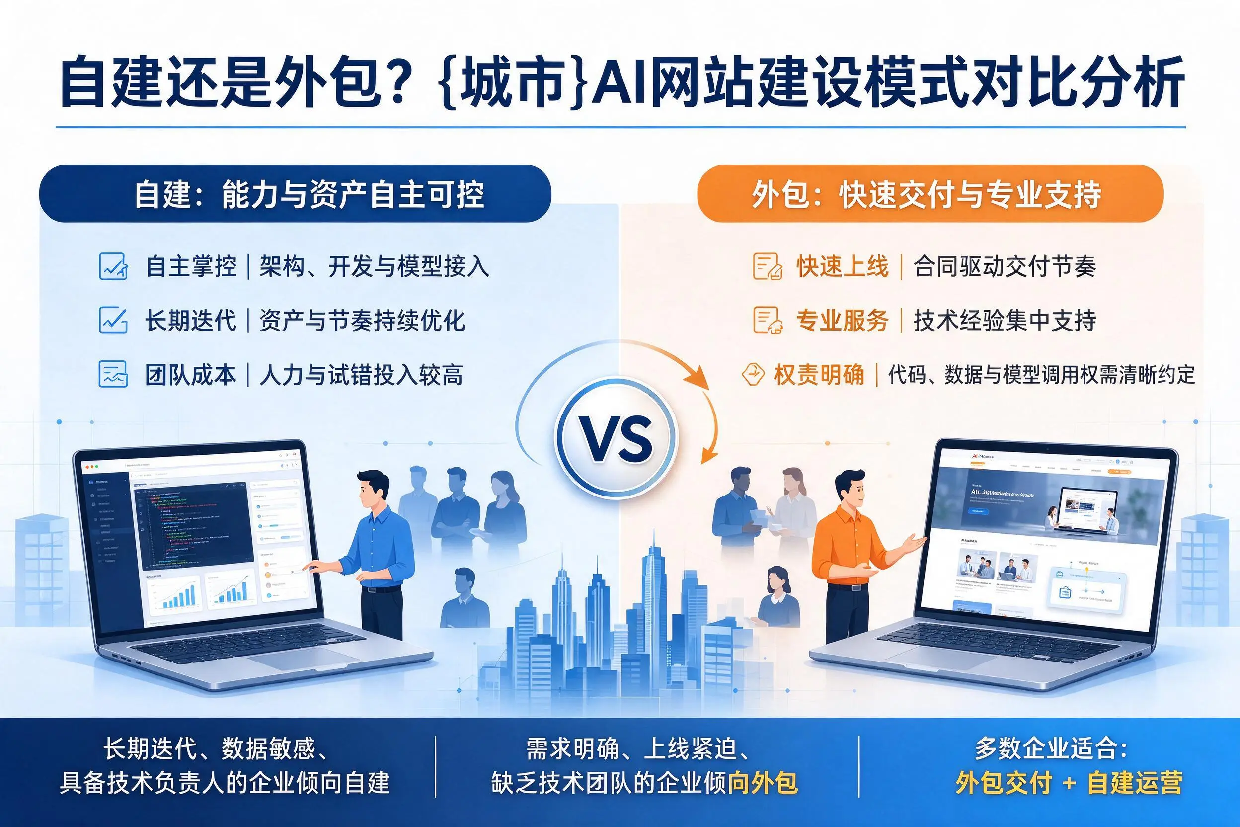 自建还是外包?贵港AI网站建设模式对比分析